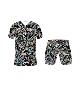 Unisex Sublimated <b>Psychedelic</b> Print T-Shirt and Shorts Set Quick Dry Polyester Summer Sportswear Adult Regular Fit - Product Image 2