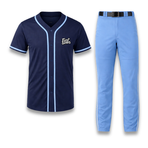 Conjunto de Camiseta de Béisbol para Hombre, Azul Marino, Manga Corta, Logotipo Bordado, Corte Regular, para Todas las Temporadas, Uniforme de Poliéster, Proveedor OEM - Product Image 1