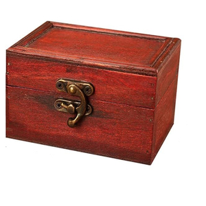 Caja de almacenamiento de madera vintage con cierre de metal, cofre del tesoro antiguo, caja decorativa para guardar recuerdos, organizador de joyas retro y objetos pequeños - Product Image 1