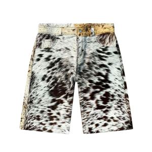 Pantalones Cortos de Cuero Genuino de Piel de Vaca con Pelo para Hombre, Estilo Vaquero Occidental Premium, de Lujo, de Diseñador, Moda Urbana - Product Image 1