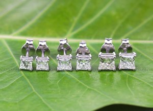 Ready To Ship 3.5 MM - 4.5 MM Princess Lab Grown Diamond Earring Pair, Earring <b>Stud</b> Pair, Dainty Earrings, Minimalist Earring - Product Image 5