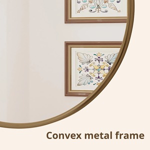 Grand miroir mural rond à cadre doré, idéal pour la décoration intérieure des salons, cafés et hôtels, crée un look haut de gamme, fabriqué en Inde. - Product Image 6