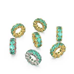 Breloque Ronde en Or Italien 14 carats avec Émeraude, Breloque Roue Émeraude Verte, Support de Breloque Ronde, Bague Éternité avec Pierre Ronde Pierre de Naissance de Mai - Product Image 4