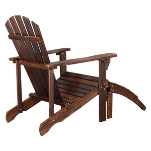 Single <b>Outdoor</b> Garden Chair with <b>Footstool</b> 120*72*96cm Carbonized Wooden Single Chair - Product Image 4