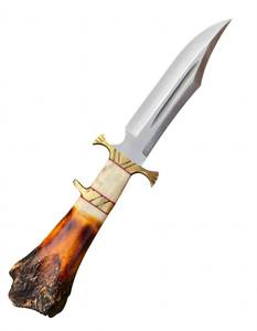 Outil utilitaire personnalisé avec manche en corne de cerf et os, et double garde en laiton poli - Product Image 2