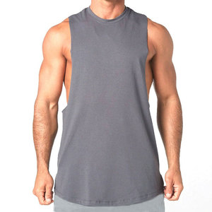 Camiseta Deportiva de Algodón para Hombre, 220 GSM, con Logotipo Personalizado, Lisa, sin Mangas, para Fisicoculturismo y Fitness - Product Image 3