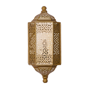 Golden <b>Brass</b> Color Moroccan <b>Lantern</b> Wall Sconce with Intricate Cutout Design for Home Decoration - Product Image 6