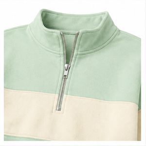 Sudadera Corta Personalizable Verde Menta para Mujer, Corte Holgado, Media Cremallera, Cuello Alto, Algodón Peinado - Product Image 5