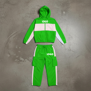Custom Women's Nylon Regular Hooded Windbreaker Solid <b>Mesh</b> Color Block 2-Piece Winter Tracksuit Waterproof Breathable - Product Image 1