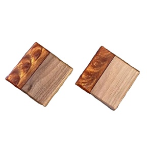 GLITTER Set de sous-verres en résine époxy de qualité avec effet océan Sous-verre décoratif carré rond en résine époxy par Craftsy Home - Product Image 1