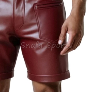 Sportswear Men's Leather Shorts Gym Fitness Training <b>Exercise</b> Wear Shorts 100% Leather made Plain Dyed Men's Shorts for Sale - Product Image 6