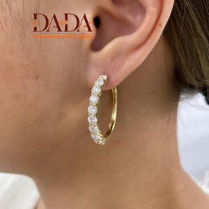 Modern Round Brilliant Diamond Hoop Earrings Sparkling Lab Grown Yellow Gold Anniversary <b>Gift</b> for Her Everyday Wear - Product Image 6