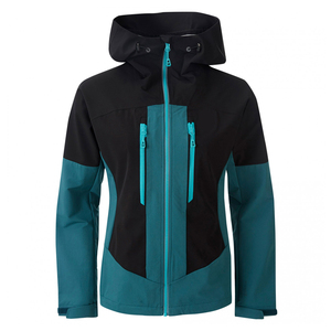 Veste polaire à capuche pour homme, coupe-vent, avec blocs de couleur et fermeture éclair, pour l'hiver, décontractée, pour l'extérieur, Teal Black Orange - Product Image 6