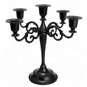Vintage <b>Black</b> Metal Candelabra Wholesale 3-Arm Taper Candle Holder Retro Gothic <b>Candlestick</b> Stand for Wedding Table Centerpiece - Product Image 6