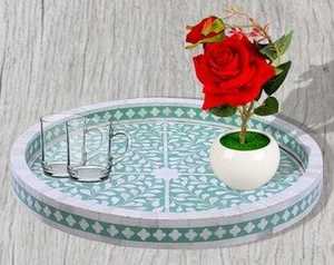 Bandeja de Servir Hecha a Mano con Incrustaciones de Hueso y Resina, Rectangular, con Tema de Cartas de Póker y Colores Blancos, Tamaño Personalizable - Product Image 5