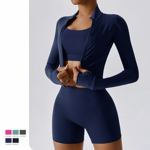 ชุดออกกำลังกายโยคะสำหรับผู้หญิง 2 ชิ้น แบบไร้ตะเข็บ ลายเรียบ ยกกระชับสะโพก - Product Image 4