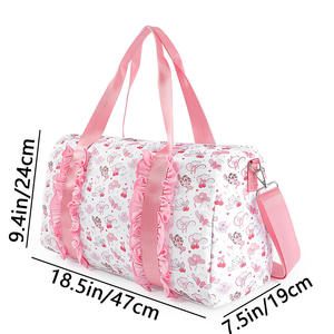 Cute for Leopard Insulated Duffel Bag with Ruffles and Top Handles Portable Polyester Travel - Product Image 3