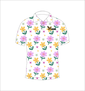 เสื้อโปโลพิมพ์ลายดอกไม้สีสันสดใส เสื้อกอล์ฟแขนสั้นลำลอง ชุดกีฬาทีม - Product Image 1