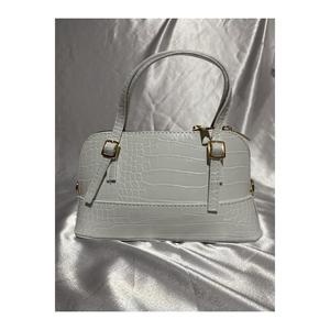 Borsa a tracolla in pelle di coccodrillo bianco da donna