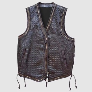 Chaleco de cuero personalizado para hombre, chaleco de cuero genuino de vaca de grado A, chaleco de motociclista para hombre. - Product Image 1