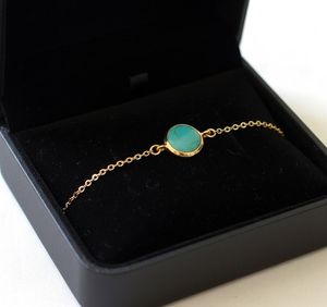 Sleeping Beauty Turquoise Bracelet 925 Sterling Silver 14K Gold Plated December Birthstone Minimalist Jewelry Gift - Product Image 6