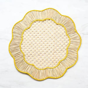 Contemporary Handmade Natural Rattan Waves Placemat Scalloped Rattan Charger <b>Plate</b> for Dining Table from Vietnam Factory - Product Image 4