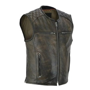 Chaleco de Motociclista de Cuero Vacuno y Piel de Oveja Genuina con Botones a Presión, Estilo Casual para Hombre, de la Marca Proventure Industry, Impermeable y Resistente al Viento - Product Image 4