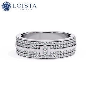 แหวนเพชรแพลตตินั่ม LOISTA ทรงกลมเจียระไนแบบบริลเลียนท์ สี D ธรรมชาติ ได้รับการรับรองจาก GIA แหวนแต่งงานสุดหรูสำหรับทั้งชายและหญิง - Product Image 1