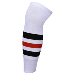 OEM Service Knitted Striped Leg Warmers Black <b>White</b> Orange Color Block Field Hockey <b>Socks</b> For Unisex - Product Image 4