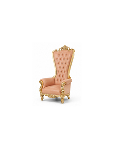 Silla de trono victoriana de piel sintética con respaldo alto, tapicería capitoné y estructura dorada para muebles de comedor formales - Product Image 5