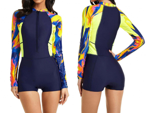 Maillot de bain de surf personnalisé en Spandex/Nylon écologique pour femme, ensemble 2 pièces, manches longues, anti-UV, respirant, vêtements de plage - Product Image 3