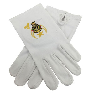 Guantes Masónicos Personalizados de Alta Calidad, Transpirables, de Algodón Blanco con Bordado, para la Iglesia - Product Image 1