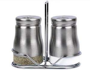 Stainless Steel Salt and Pepper Shakers Set with Holder Durable Herb Spice <b>Container</b> Metal Shakers for Kitchen Use - Product Image 1