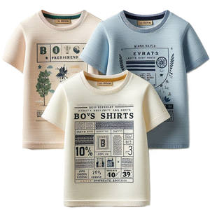 Camisetas de manga corta con cuello redondo y estampado personalizado para niños, camisetas de estilo informal de alta calidad de punto de algodón 100% para niños - Product Image 1