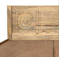 Lit design en bois de manguier King Size, avec meuble de rangement, lit, meubles de salon pour la maison, art indien exotique