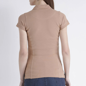 Polo de Mujer Color Caqui, Manga Corta, Color Sólido, Tejido de Punto Informal, Largo Regular, Camiseta Polo, ODM OEM - Product Image 2