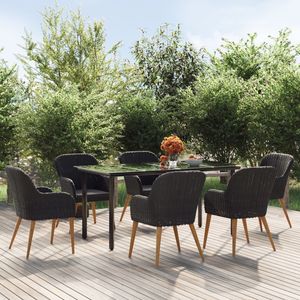 Conjunto de Comedor de Jardín Grande y Resistente de Acero con Recubrimiento de Polvo Negro - Product Image 1