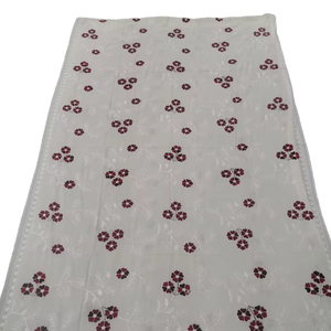 Pañuelo Hijab de Voile de Poliéster y Algodón Blanco, Estilo Árabe, Bordado Floral, Ligero, Chal de Verano para Mujer, Proveedor Mayorista - Product Image 1