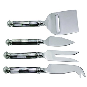 Ensemble de couverts en acier inoxydable de haute qualité de 4 couteaux de cuisine à couteau à fromage à manche conçu MOP - Product Image 1