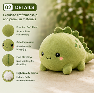 Peluche de Dinosaurio Suave, Adorable Muñeco de Peluche, Juguete de Peluche Kawaii, Almohada de Dinosaurio, Regalo para Niños, Decoración de Cuarto Infantil - Product Image 3