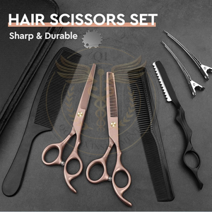 Juego Profesional de 10 Tijeras para Cortar el Cabello - Tijeras de Entresacar y Texturizar de 6.7 Pulgadas, Tijeras Rectas para Hombres, Mujeres y Uso en Salón de Belleza - Product Image 1