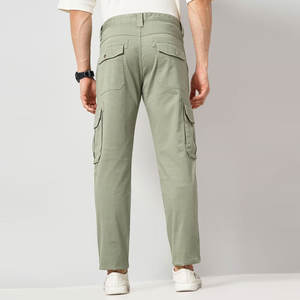 Pantalon cargo décontracté pour homme, coupe droite, taille mi-haute, léger, séchage rapide, en coton de haute qualité, avec logo personnalisé, idéal pour le sport et le fitness - Product Image 2