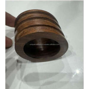Bold Engraved <b>Wooden</b> <b>Napkin</b> <b>Rings</b> Round Grooved Holders for Stylish Table Settings for Farmhouse Dining Weddings and Parties - Product Image 3