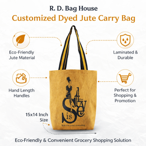 Bolsa de Yute Teñida Personalizada R. D. Bag House, 15x14 Pulgadas, Bolsa de Compras Laminada, Impresión Promocional, Asa Larga - Product Image 5