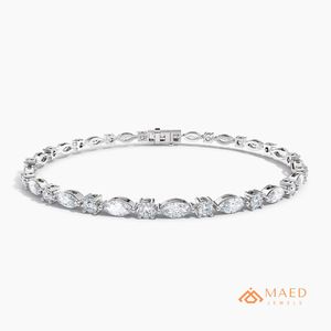 Bracelet tennis en moissanite pour femme, chaîne fine en argent, bijou de mode, pierre marquise, accessoire élégant, style cadeau - Product Image 1