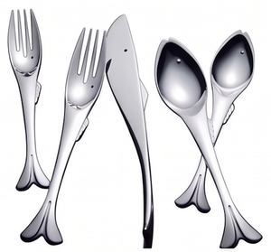 Juego de Cubiertos con Diseño de Peces, Acero Inoxidable, Acabado Espejo, Apto para Lavavajillas, Vajilla Plateada para Bodas - Product Image 1