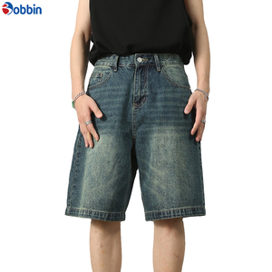 Pantalones Cortos de Mezclilla para Hombre, con Cierre y Botones, Estilo Retro, Holgados, de Media Pierna, para Exteriores, Moda Casual - Product Image 1