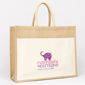 Sac fourre-tout en toile de jute PP naturel 45,5x35,5x15 cm avec poignées en ruban de coton, logo personnalisé, cadeaux d'entreprise, commandes en gros - Product Image 5