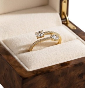 Oval & Round Cut Lab Grown Diamond Engagement Ring 10K 14K 18K Solid Gold Adjustable Engagement <b>Wedding</b> Band DEF Color VS VVS - Product Image 5