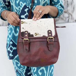 Sac à dos en cuir de vache véritable, style western, sacs d'école unisexes, 2 en 1, multi-usages, sacs de créateur unisexes de haute qualité - Product Image 1